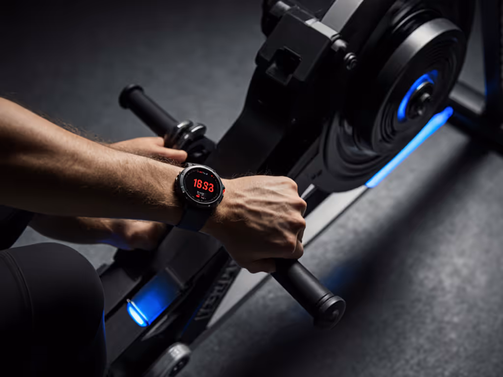 rower_performing_interval_training_with_heart_rate_monitor_on_wrist
