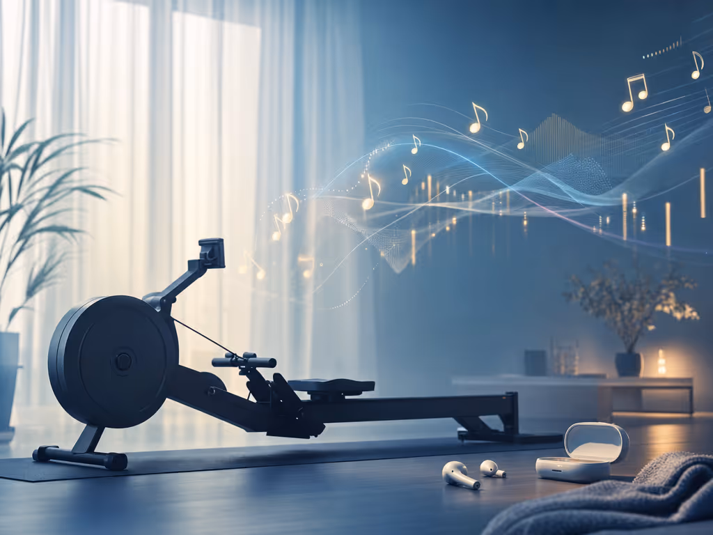 indoor_rowing_workout_with_music_and_stroke_rate_display